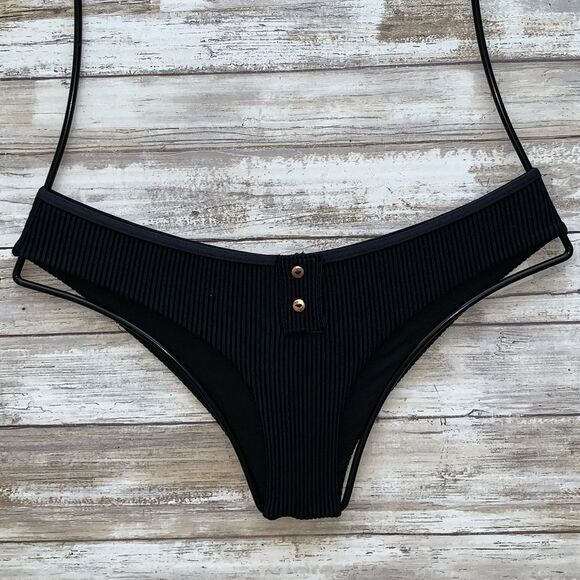 FRANKIES BIKINIS Alana Ribbed Cheeky Bikini Bottom - Picture 1 of 10